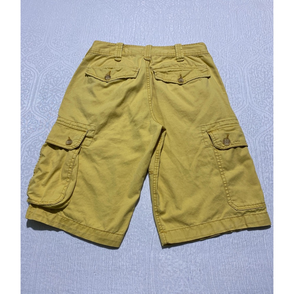 WearFirst Mens Cargo Shorts Size 28 Yellow Flat Front Casual Outdoors